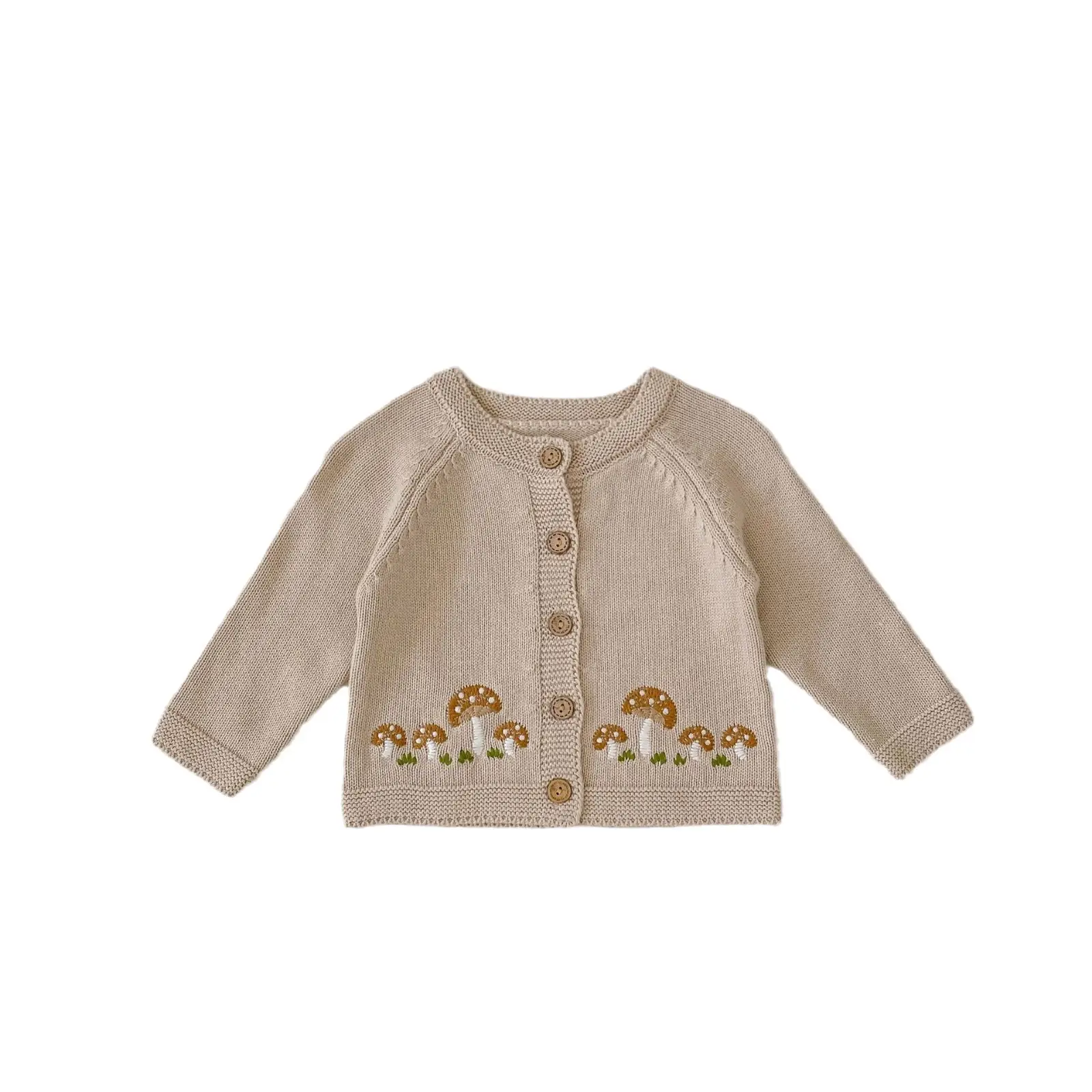 Mushroom Embroidered Versatile Cotton Knitted Cardigan Tide