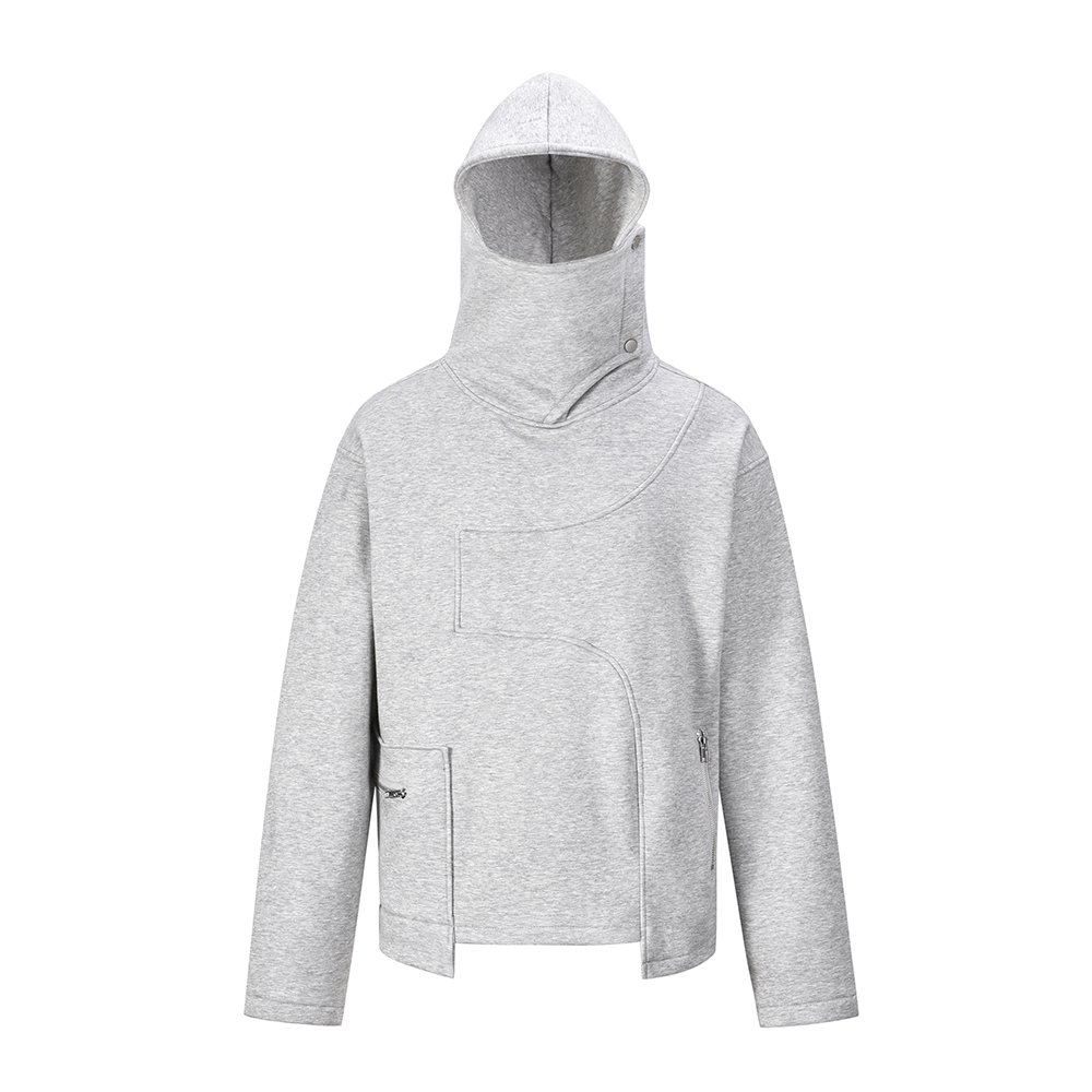 Men's Niche Irregular Stitching Loose Casual Autumn And Winter Fleece-lined Pullover