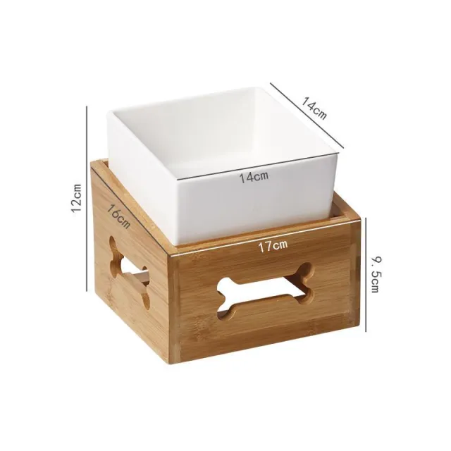 Large Capacity High Stand Ceramic Pet Bowl Bright White Square Bowl - Shop at LoveMi