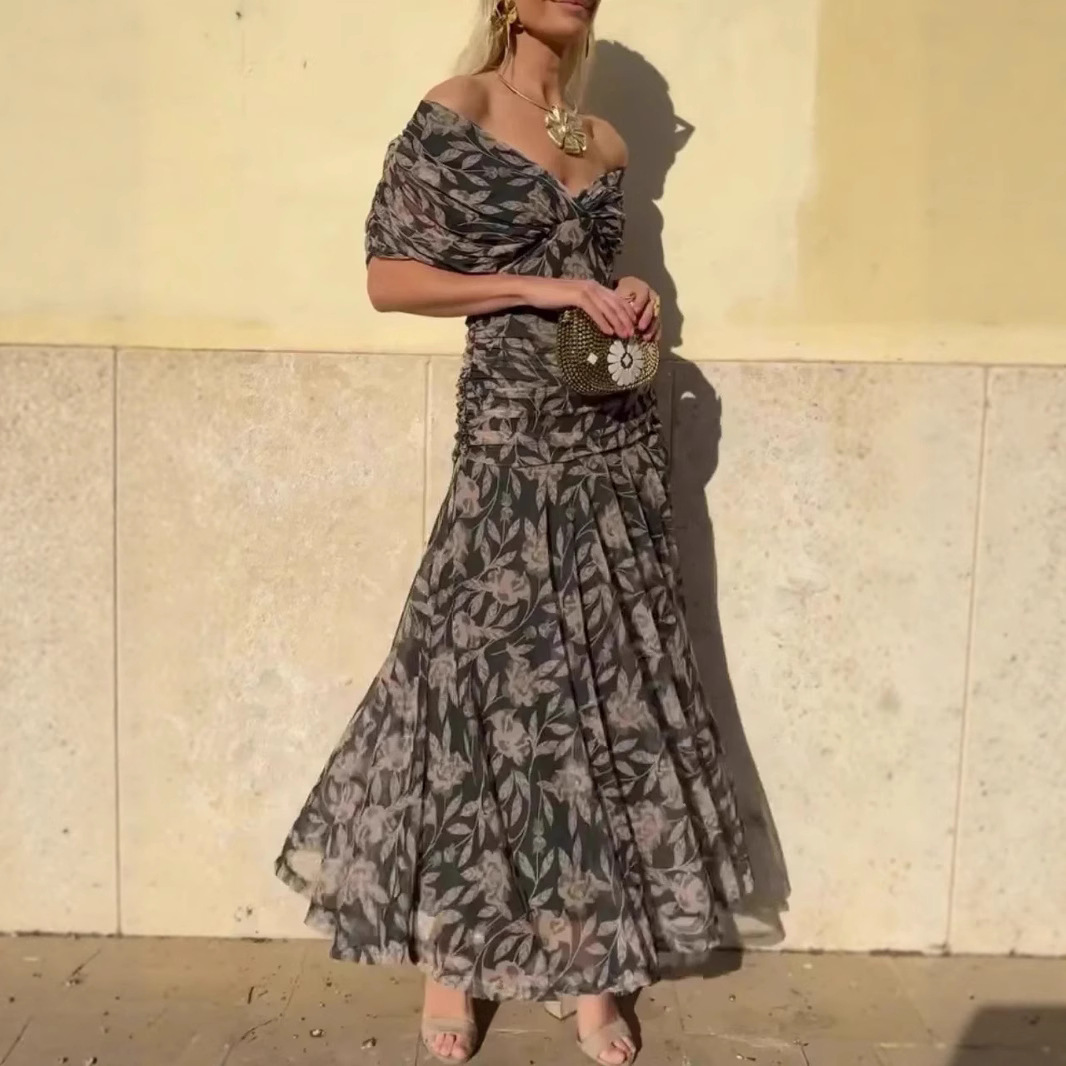 Women's V-neck Printed Dress