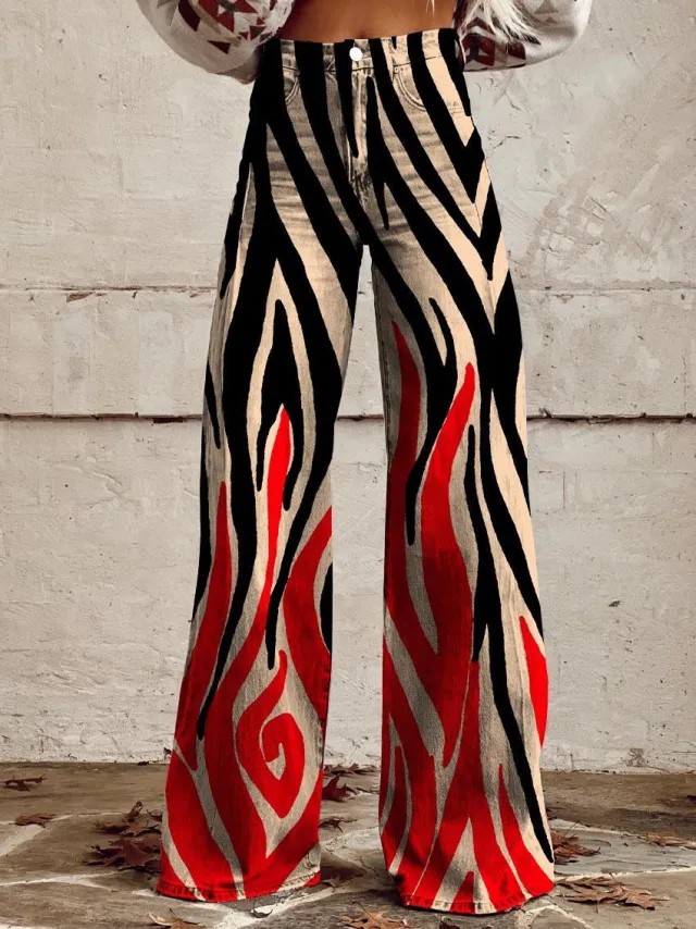 Horn Simulation Denim Trousers Loose Pants For Women Z7 3Xl - Shop at LoveMi