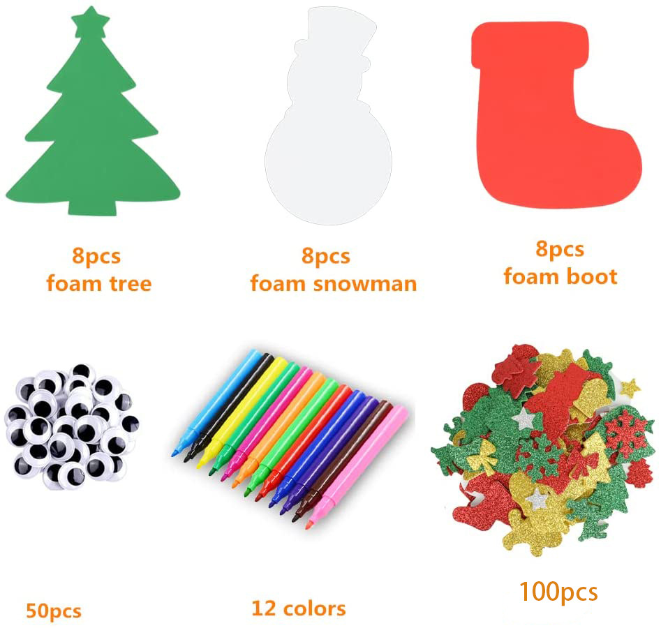 Title 20, 24 PCs Christmas Foam Stickers Suit DIY Decoration