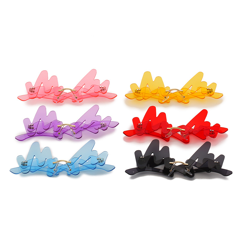 M-Shaped Wave Fashion Trendy Glasses Frameless Irregular Sunglasses Wholesale