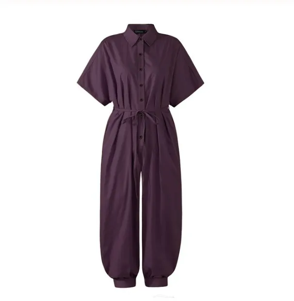 Women's Retro Short Sleeve Button Jumpsuit Purple - Shop at LoveMi