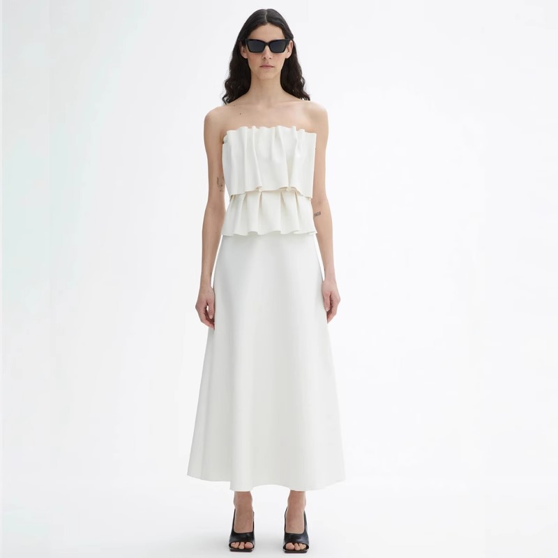 Sleeveless Dress Women's Tube Top Wrapped Chest Mid-length A- Line Skirt