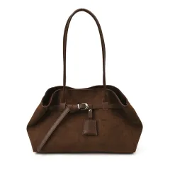 Retro Frosted Suede Tote Bag For Women Large Capacity Shoulder Bag - Coffee - View 1