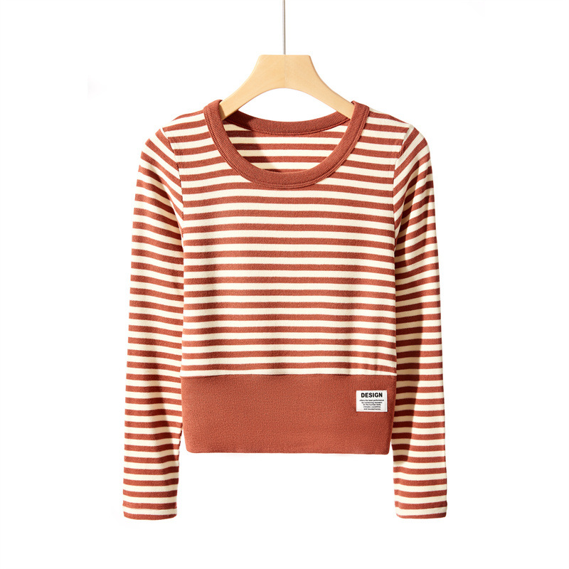 Early Autumn Contrast Color Striped Hot Girl Long Sleeve