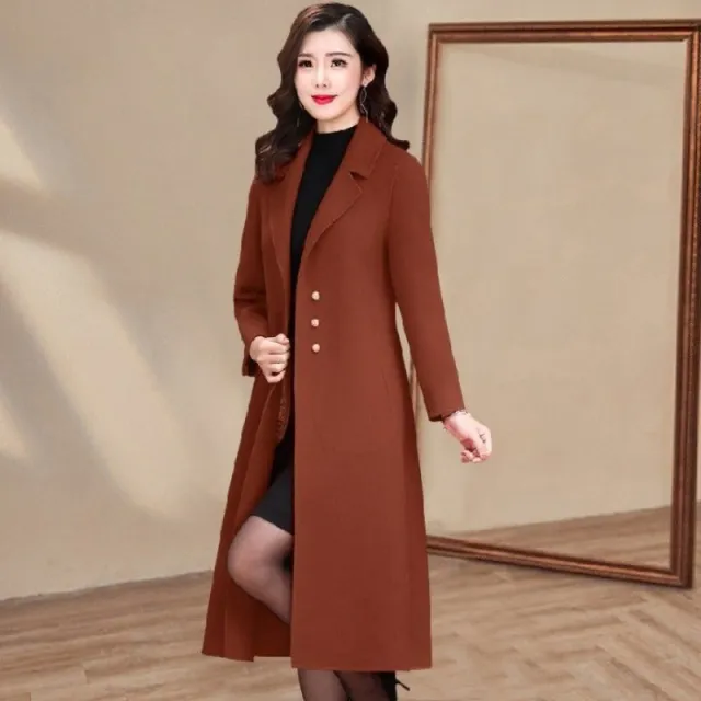 Western Style Fashion Woolen Women's Trench Coat Caramel 3Xl - Shop at LoveMi