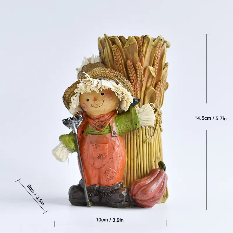 Harvest Festival Resin Craft Ornament Scarecrow Fire Rooster Pumpkin Hand Office Commemorative Festival Atmosphere Decoration