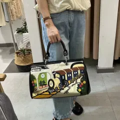 Women's Bag Fashion Stitching Embroidery Embroidered Bag - Black - View 1