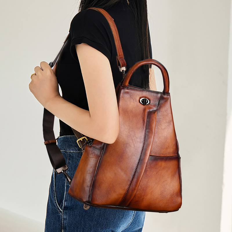Sac à dos vintage de grande capacité en cuir de vachette pleine fleur – Image 6