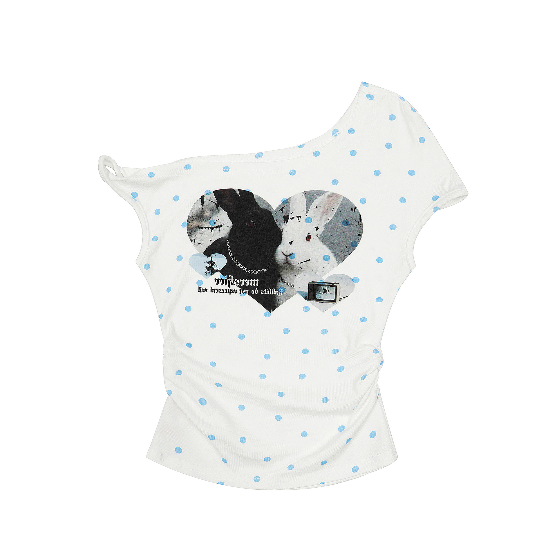 Womens Retro American-Style Off-Shoulder T-Shirt With Polka-Dot Print And Short Sleeves