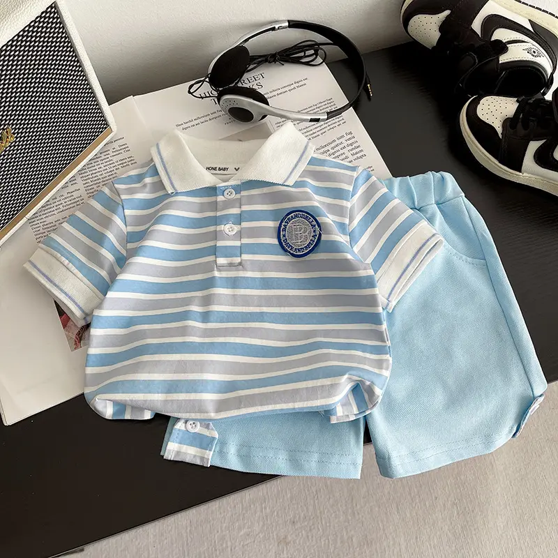 New Summer Stylish Boys Short-Sleeve Striped Pants