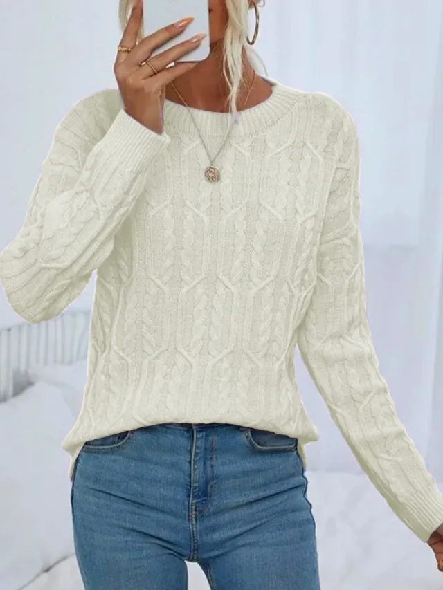 Idle Style Solid Color Sweater Women's Autumn And Winter Soft Glutinous Milky White - Shop at LoveMi