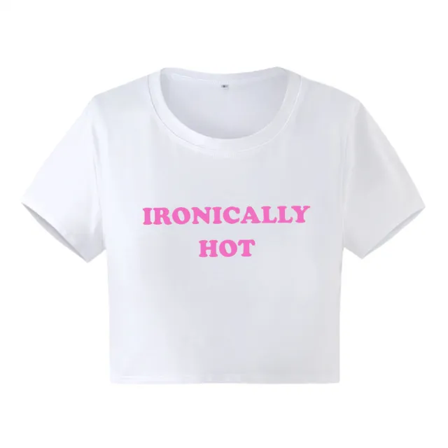 Letter Sexy Navel Short Short Sleeve T shirt Top White - Shop at LoveMi