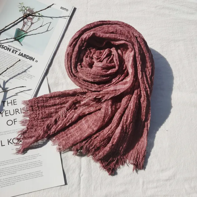 Zen Pure Color Cotton Scarf For Women Autumn And Winter Wine Red - Shop at LoveMi