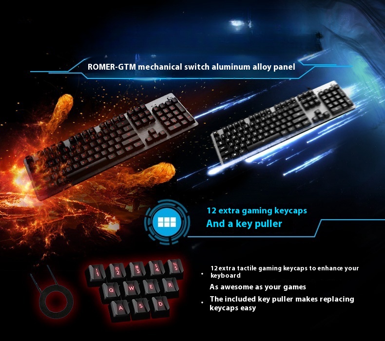 G413 Gaming Electronic Sports Mechanical Keyboard Desktop Backlight 104 Key Metal Panel - Image 9