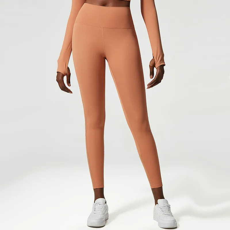 High Top Sports Skinny Pants European And American - Persimmon Colour