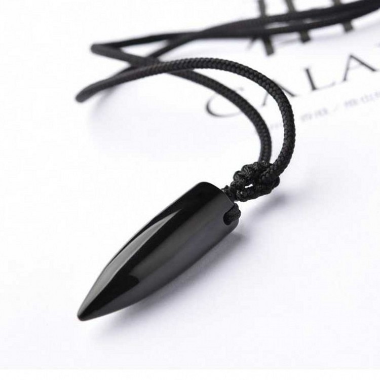 Natural Obsidian Bullet Pendant Domineering Bullet Necklace