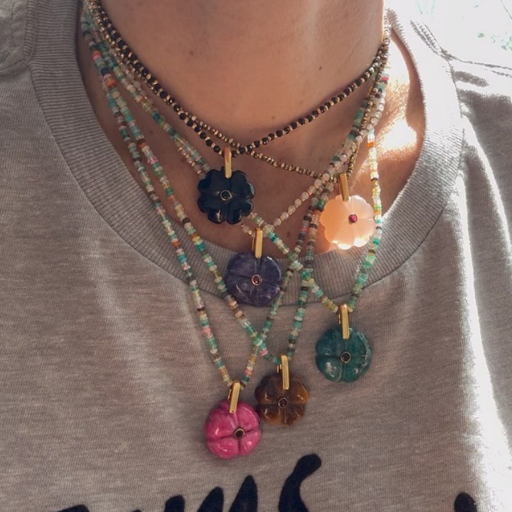 Red Oil-drop Flower Clavicle Necklace For Women