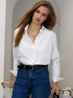 Foreign Trade Shirt Design Blouse Versatile Casual Long Sleeve - White - View 1