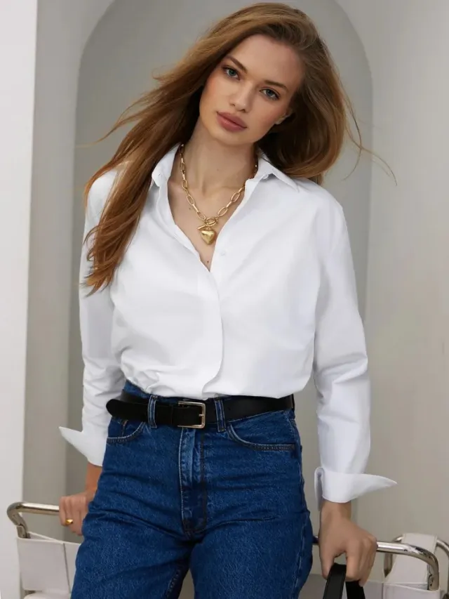 Foreign Trade Shirt Design Blouse Versatile Casual Long Sleeve White - Shop at LoveMi