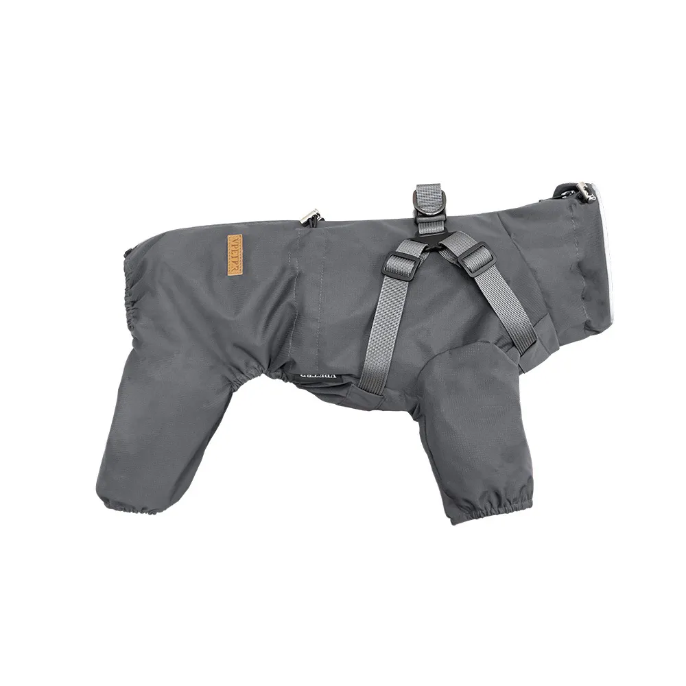 Fashion Personality Dog Pet One-piece Raincoat - Dark Gray
