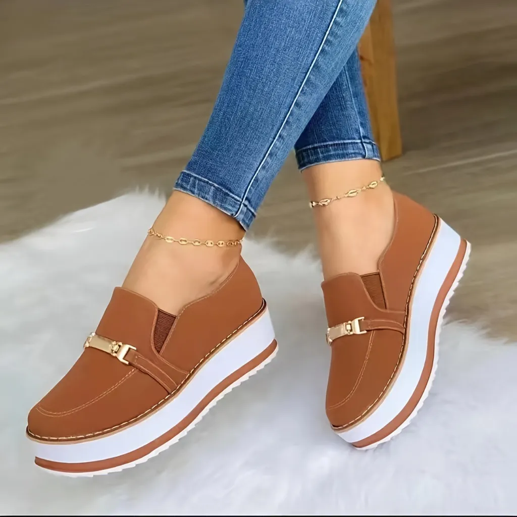 Fashion Platform Casual Muffin Bottom Shoes Women - Brown