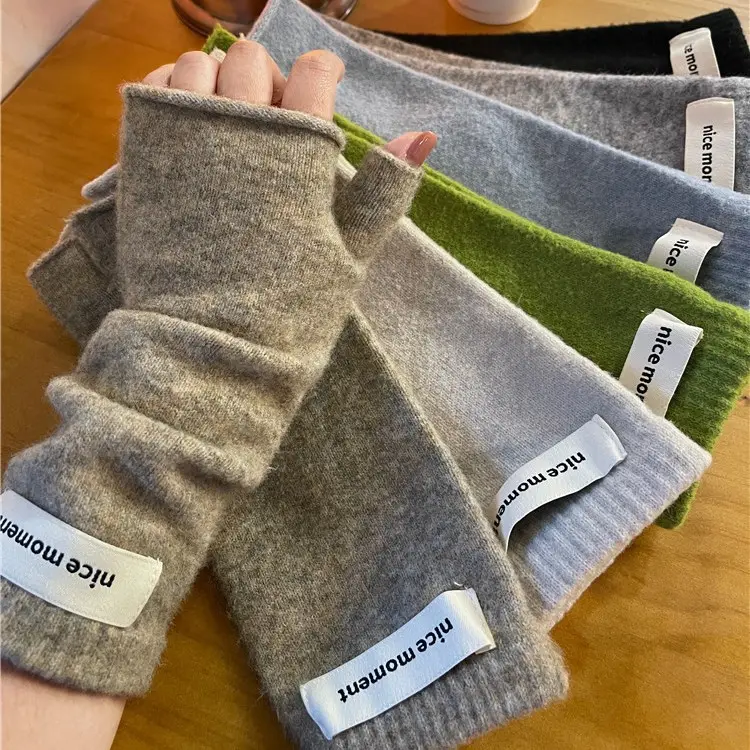 Winter Warm Faux Cashmere Knitted Fingerless Mittens