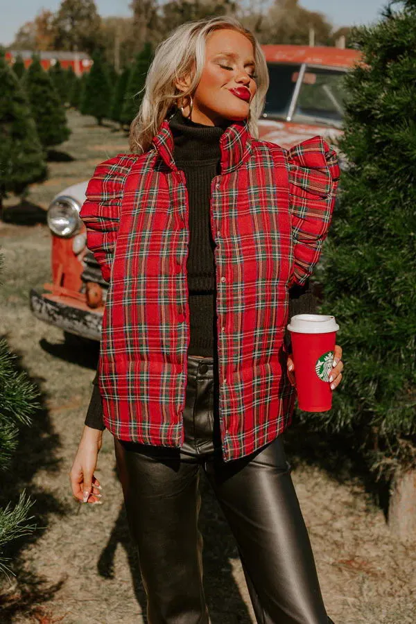 Sleeveless Plaid With Cotton Vest Coat Women Red - Shop at LoveMi