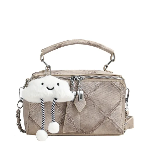 Niche Korean Style Box Elegant Texture Chain Handbag Shoulder Messenger Bag Khaki - Shop at LoveMi