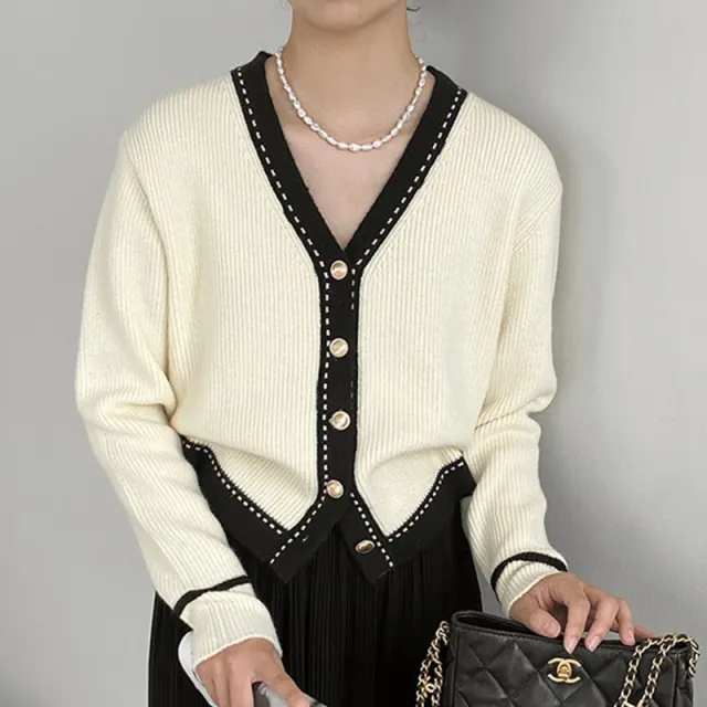Korean Style Gentle And Comfortable Loose Large V neck Slimming Bedford Cord Sweater White - Shop at LoveMi