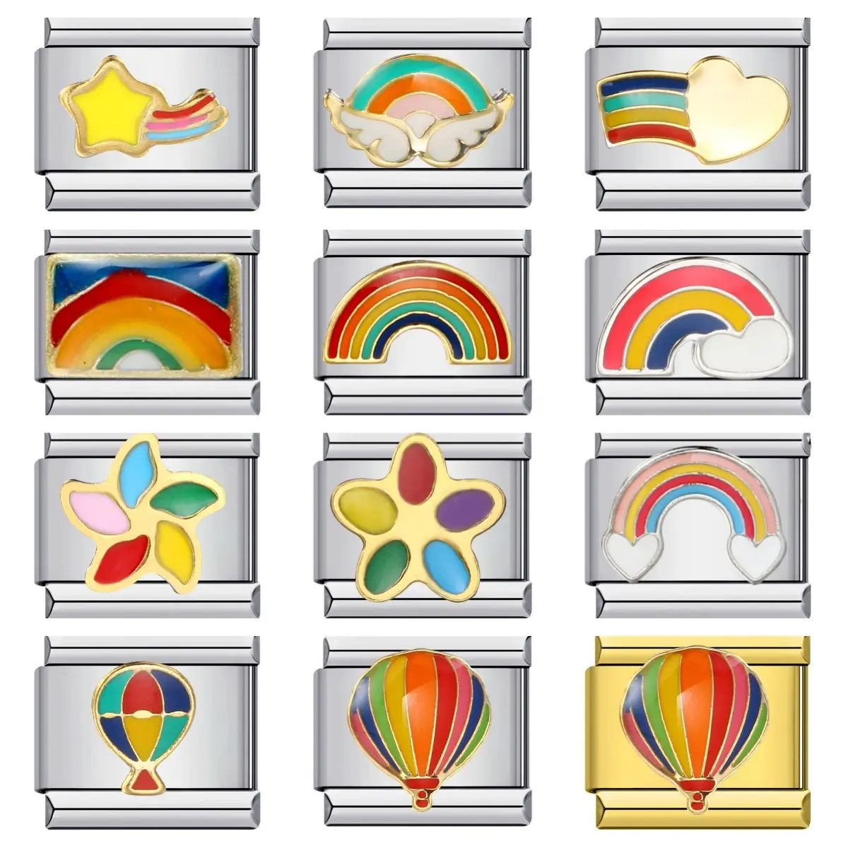 Rainbow Element Stainless Steel Italian Module Pendant