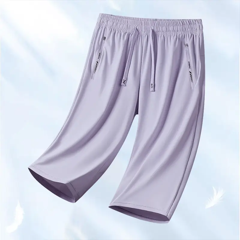 Summer Couple High-Elastic Ice Silk Quick-Drying Pants