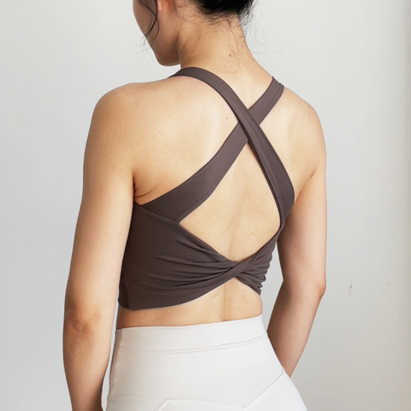Cross Fold Design Beauty Back Yoga Vest