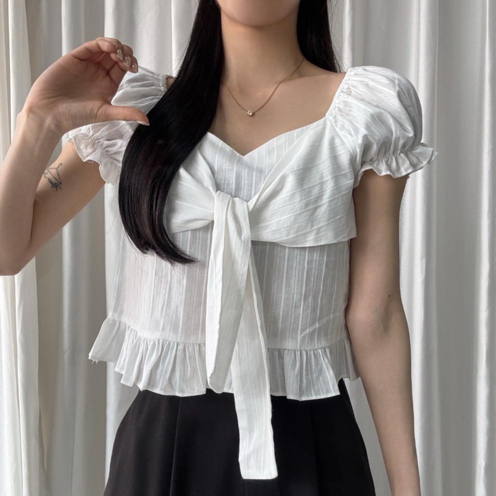 Bow-tied Ruffled Frill Puffed-sleeve Shirt 16 33eb3258 ad6d 46e4 aba1 b31094061317