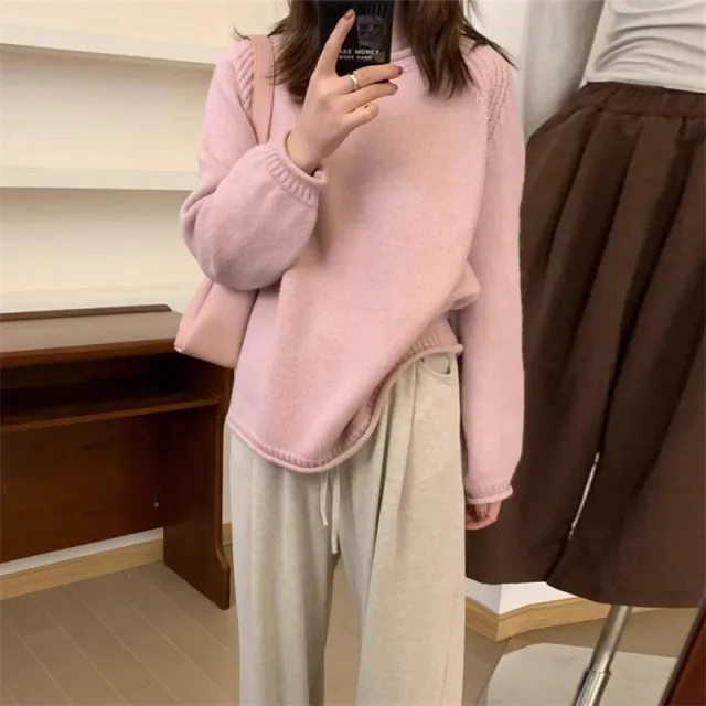 Women's Milk Knitted Loose Top Pink - Shop at LoveMi