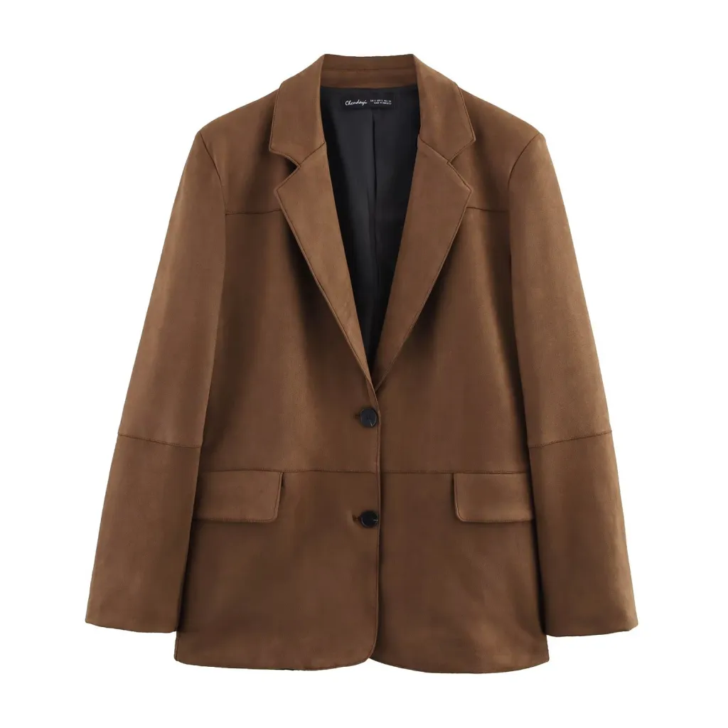 European And American Style Suede Blazer Straight-leg Pants Suit Female B482241 - Coat