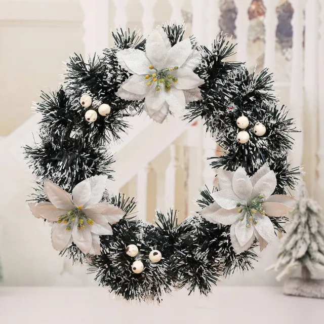 Christmas Ornaments Wreaths And Garlands Zy 30Cm Silver Flower - Shop at LoveMi