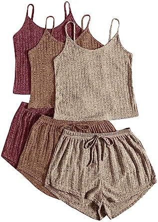 Women's Rib Knitted Crop top Spaghetti strap Lace up Shorts Suit Khaki Brown Red - Shop at LoveMi