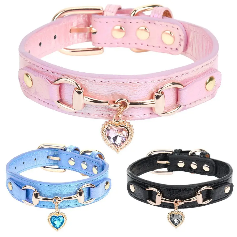 Rhinestone Accessories PU Leather Collar