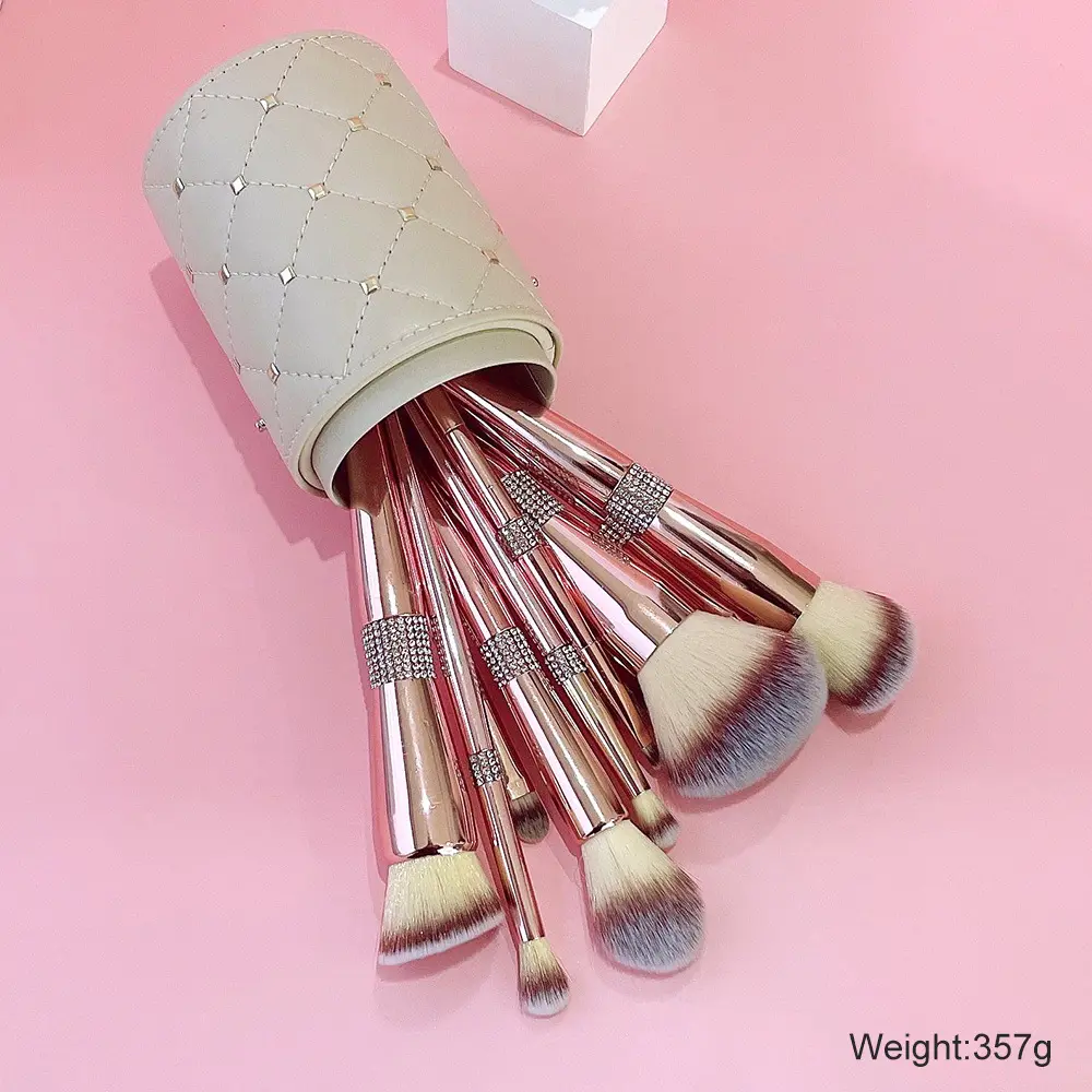 Portable Home Electroplated Rose Gold Makeup Brush