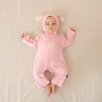 Children's Dralon Jumpsuit Hat Two-piece Set Infant Warm Rompers
