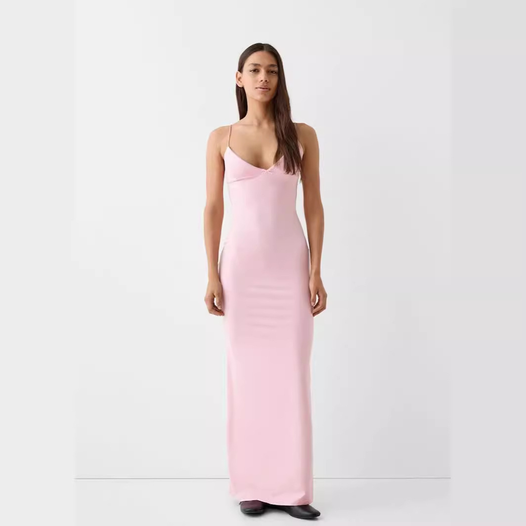 Sexy Trend V-neck Backless Slim Fit Sheath Suspender Skirt