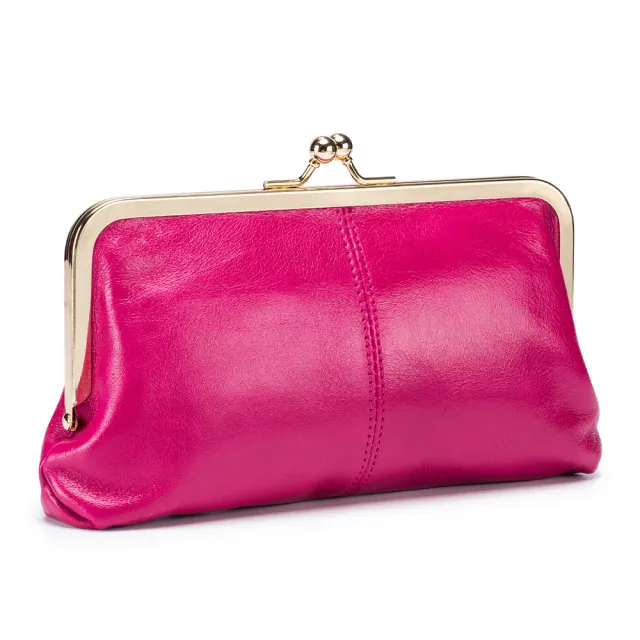 European And American Retro Clip Bag Long Clutch Wallet Rose - Shop at LoveMi