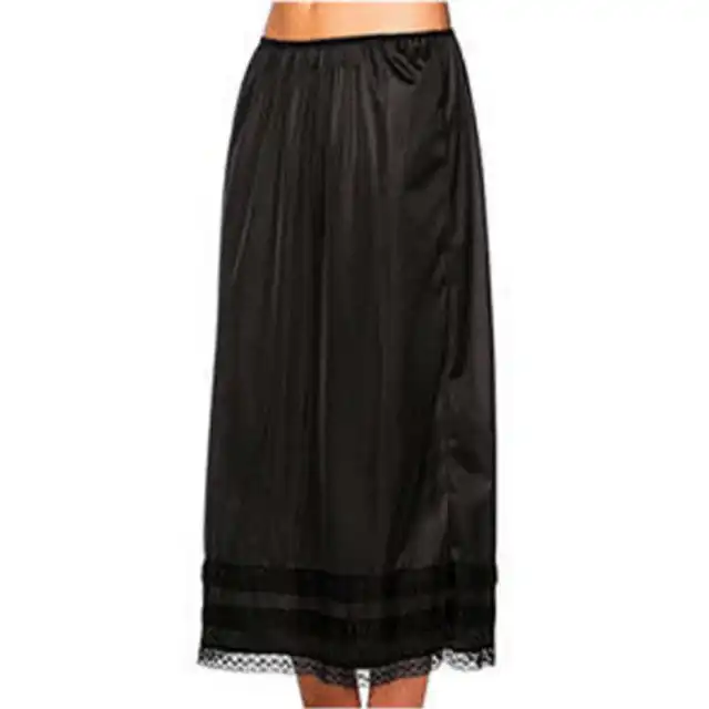 Solid Color Pleated Patchwork Long Dress Sweet Lace Casual Skirt Black - Shop at LoveMi