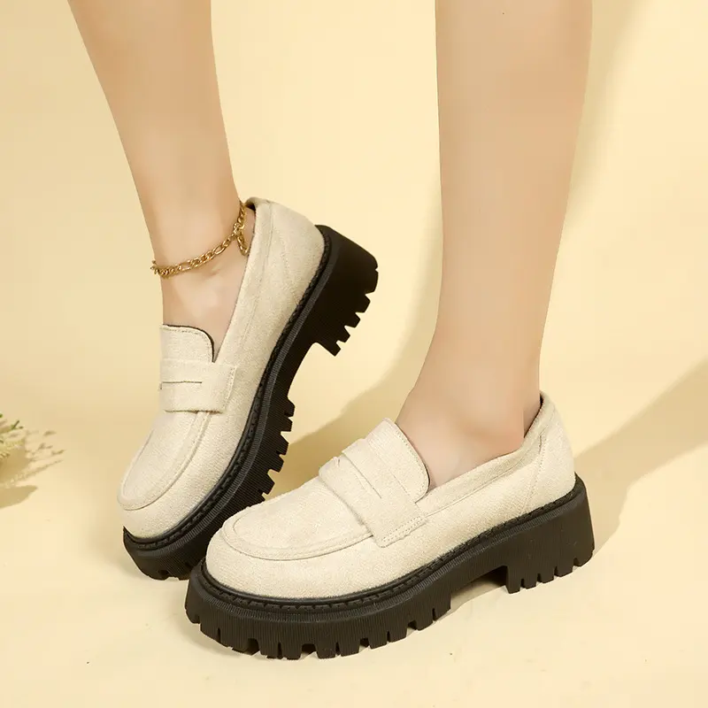 British Style Slip-on Leather Shoe Retro Platform Casual All-matching