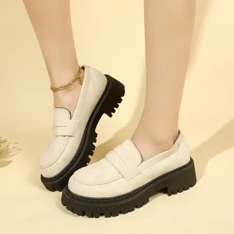 British Style Slip-on Leather Shoe Retro Platform Casual All-matching