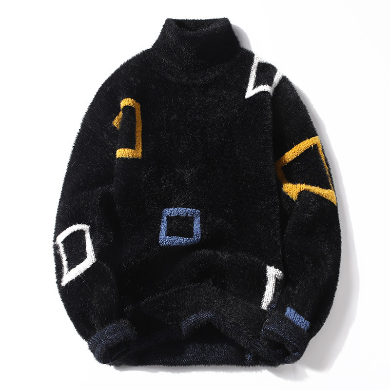 Half Turtleneck Men's Fleece-lined Thick Casual Sweater - Image 16
