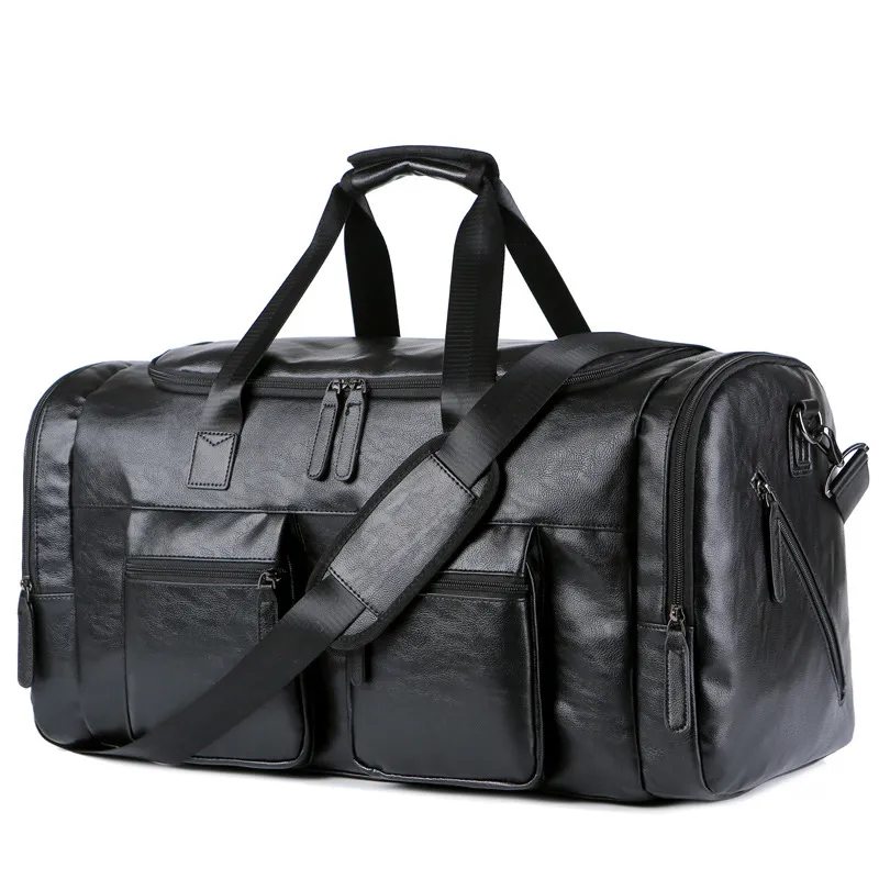 Men's Fashion Pu Oversized Capacity Travel Bag - Black